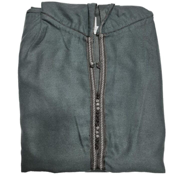 Ovrszenrmlwl 0055 Plus Size Moroccan Winter Wool Blend Grey Long Sleeve Hooded Thobe Djellaba (11)