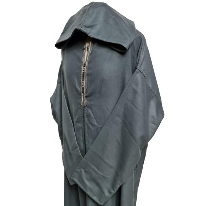 Ovrszenrmlwl 0055 Plus Size Moroccan Winter Wool Blend Grey Long Sleeve Hooded Thobe Djellaba (9)
