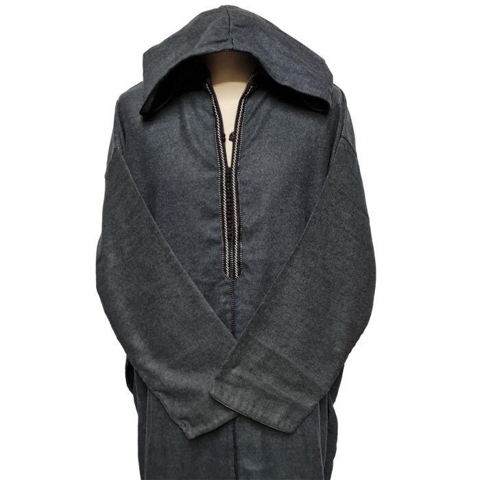 Ovrszenrmlwl 0056 Plus Size Grey Moroccan Winter Cashmere Wool Blend Hooded Jubba Thobe Djellaba (3)