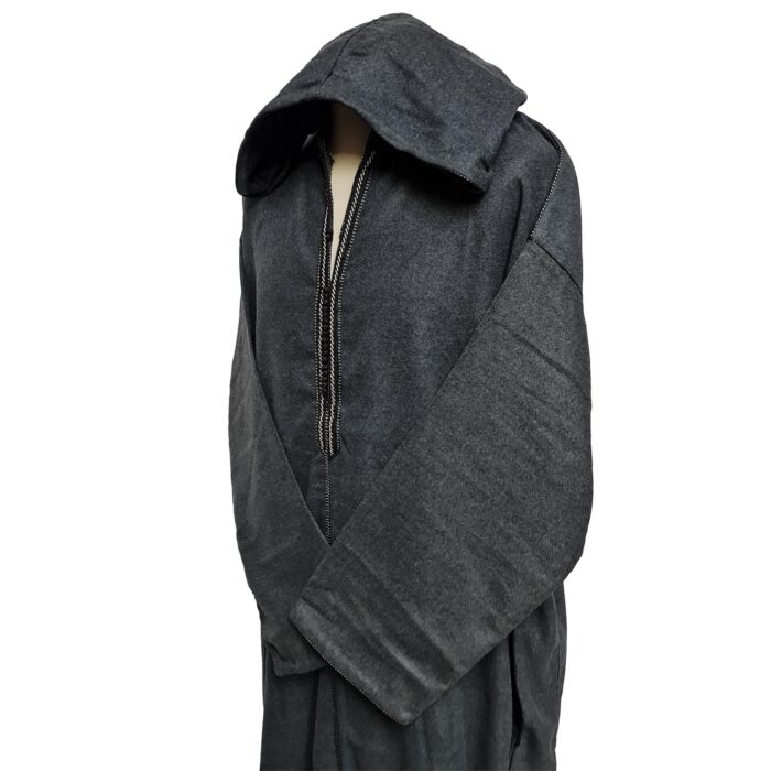 Ovrszenrmlwl 0056 Plus Size Grey Moroccan Winter Cashmere Wool Blend Hooded Jubba Thobe Djellaba (4)