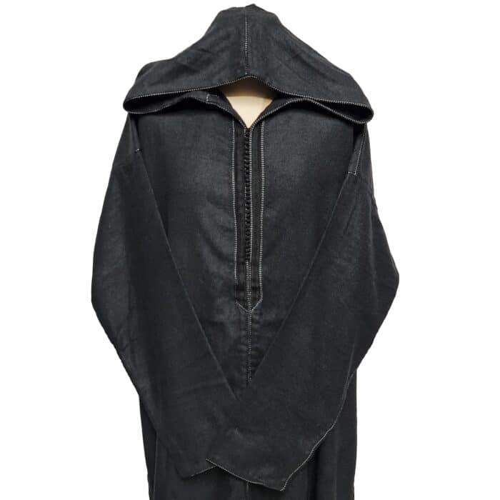 Ovrszenrmlwl 0056 Plus Size Grey Moroccan Winter Cashmere Wool Blend Hooded Jubba Thobe Djellaba (7)