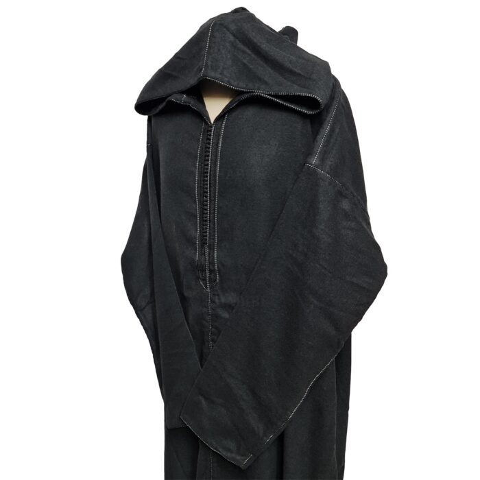 Ovrszenrmlwl 0056 Plus Size Grey Moroccan Winter Cashmere Wool Blend Hooded Jubba Thobe Djellaba (8)