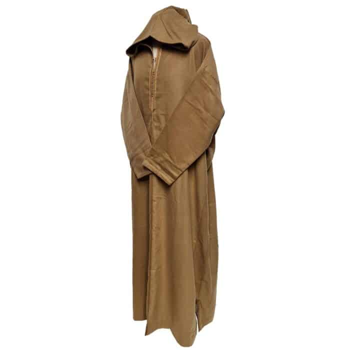 Ovrszenrmlwl 0066 Plus Size Moroccan Winter Wool Blend Dark Beige Brown Long Sleeve Hooded Thobe Djellaba (2)