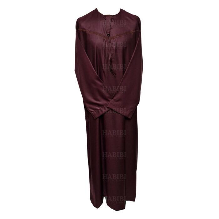 Omani Maroon004 Men Omani Long Sleeves Thobes0418 223610