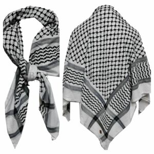 Palestysmagh 001 Shemagh Palestinian Arab Head Scarf Wrap Arafat Keffiyeh Yashmagh White Black (10)