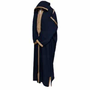 Plsakalm Blk201 Plus Size Unisex Moroccan Cotton Navy Blue Hooded Thobe Djellaba Jubba (5)