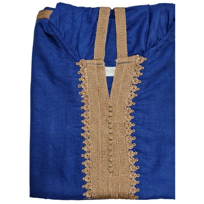 Plsakalm Blu 003 Plus Size Unisex Moroccan Cotton Blue Hooded Thobe Djellaba Jubba (7)