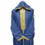 Plsakalm Blu 2122 Plus Size Unisex Moroccan Cotton Blue Hooded Thobe Djellaba Jubba (13)