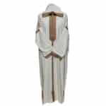Plsakalm Crm 2144 Plus Size Unisex Moroccan Cotton Cream Hooded Thobe Djellaba Jubba (6)