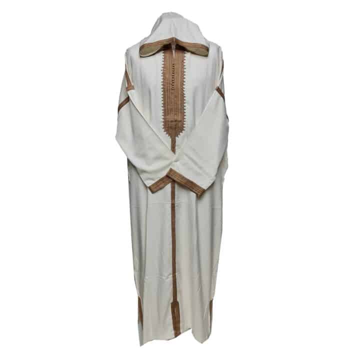 Plsakalm Crm 2144 Plus Size Unisex Moroccan Cotton Cream Hooded Thobe Djellaba Jubba (6)