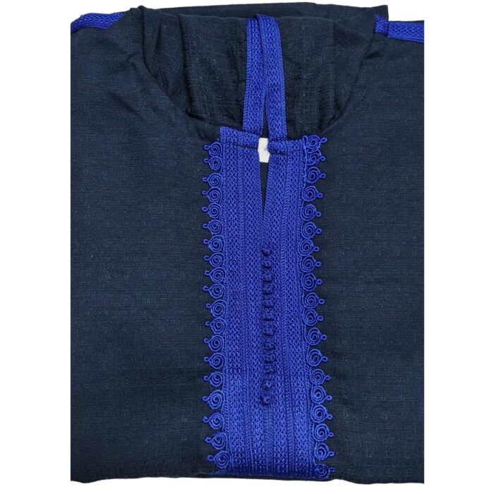 Plsakalm Nvy 002 Plus Size Unisex Moroccan Cotton Navy Blue Hooded Thobe Djellaba Jubba (6)