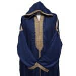 Plsakalm Nvy 025 Plus Size Unisex Moroccan Cotton Blend Navy Blue Hooded Thobe Djellaba Jubba (4)