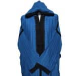 Plsakalm Turq 023 Plus Size Unisex Moroccan Cotton Blend Turquoise Black Striped Hooded Thobe Djellaba Jubba (8)