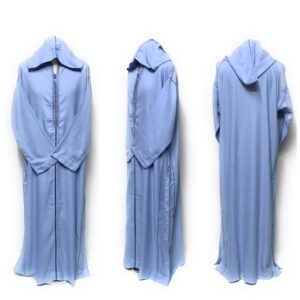 Rich Soft Cotton Blue Men's Moroccan Hooded Thobe/Jubba/Djelleba