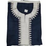 Plus Size Blue Moroccan Cotton Blend 3 Quarter Sleeve Thobe Jubba Kandora Dishdasha (1)