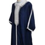 Plus Size Blue Moroccan Cotton Blend 3 Quarter Sleeve Thobe Jubba Kandora Dishdasha (4)