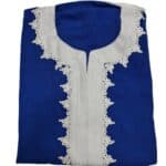 Plus Size Blue Moroccan Thick Cotton 3 Quarter Sleeve Thobe Jubba Kandora Dishdasha (1)