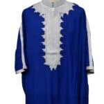 Plus Size Blue Moroccan Thick Cotton 3 Quarter Sleeve Thobe Jubba Kandora Dishdasha (3)
