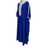 Plus Size Blue Moroccan Thick Cotton 3 Quarter Sleeve Thobe Jubba Kandora Dishdasha (5)