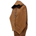 Plus Size Moroccan Winter Cashmere Wool Blend Camel Brown Hooded Thobe Djellaba (4)