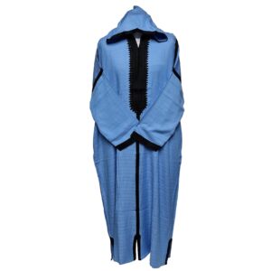 Plus Size Unisex Moroccan Cotton Blue Hooded Thobe Djellaba Jubba (2)