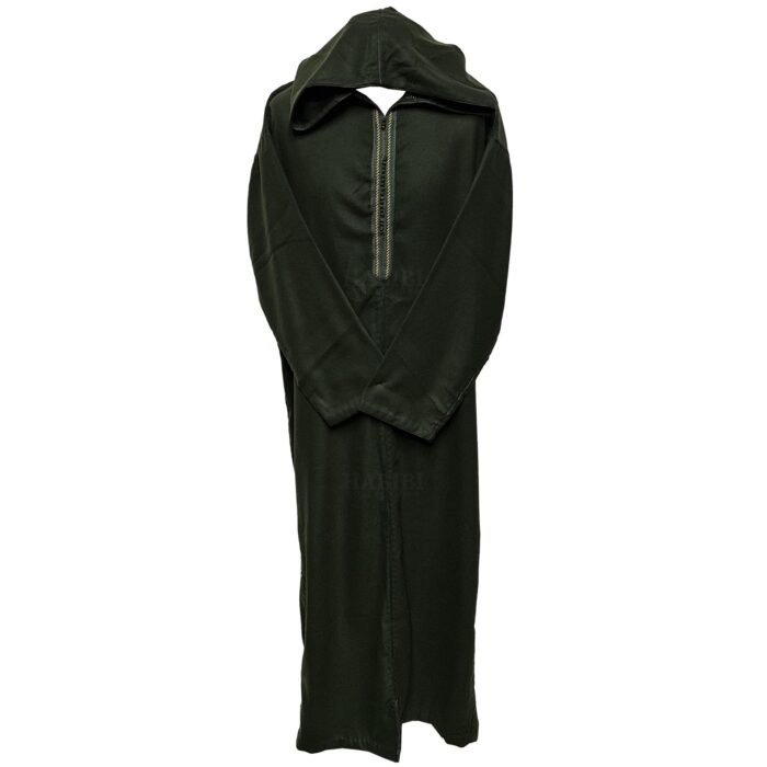 Plus Size Winter Wool Blend Moroccan Olive Green Hooded Jubba Thobe Djellaba Vrszenrmlwl Dam 0046 (1)