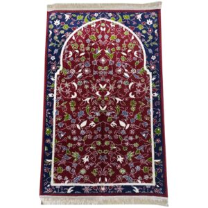 Maroon Rawda Islamic Floral Prayer Mat