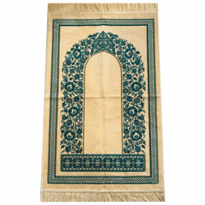 Floral Gold and Blue Prayer Mat Musallah Janamaz