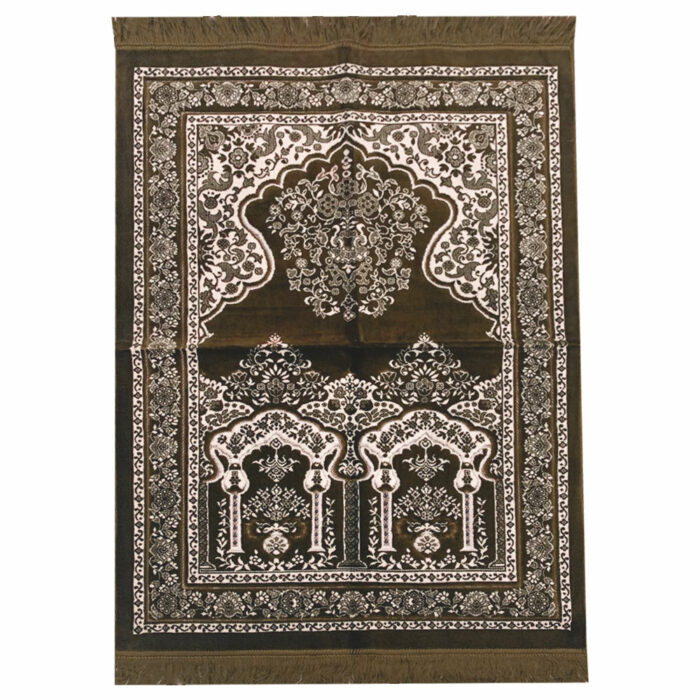 Brown Floral Pattern Prayer Mat Musallah Janamaz