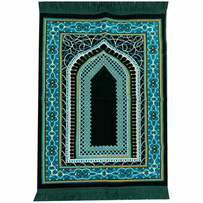 Green & Blue Floral Door Arch Prayer Mat Musallah Janamaz