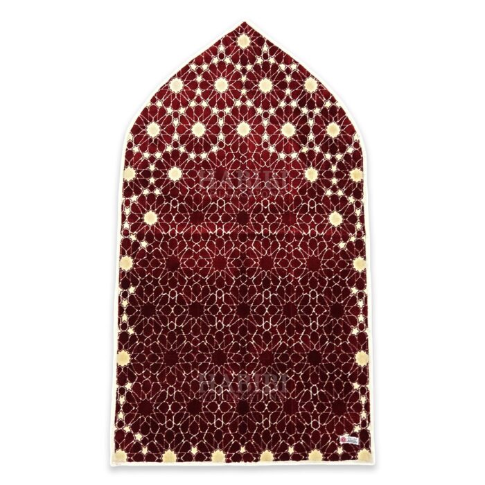 Maroon Mehrab Star Geometric Islamic Prayer Mat