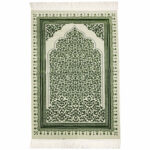 Light Green Floral Leaf Prayer Mat Musallah Janamaz