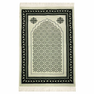 Green and Cream Patterned Prayer Mat Musallah Janamaz