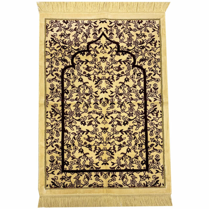 Floral Gold and Black Prayer Mat Musallah Janamaz