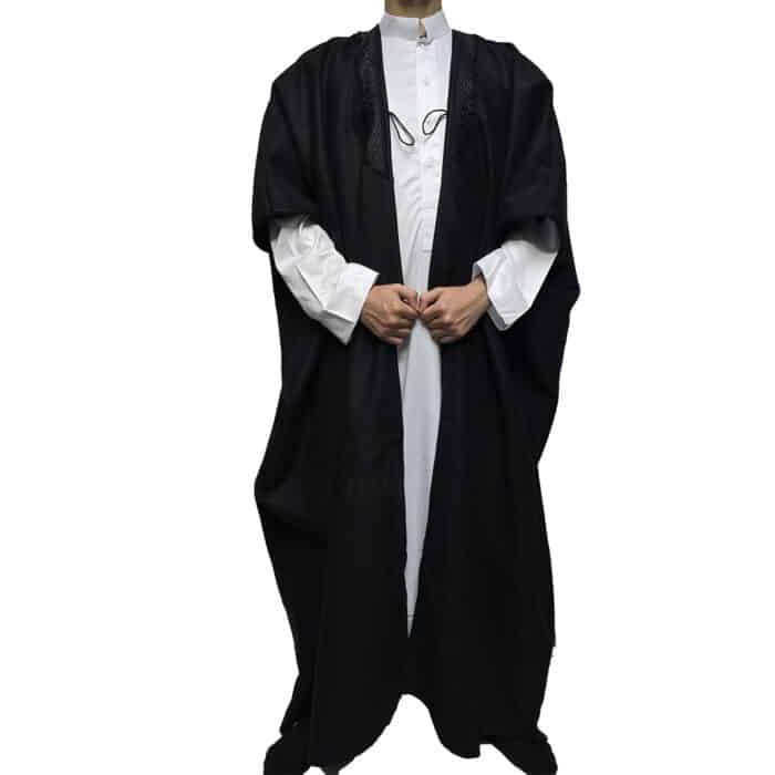 Premium Short Sleeve Arabian Bisht مشلح Cloak Black Arab Dress Mishlah Robe Eid Bsht Hlhslv 0024 (13)
