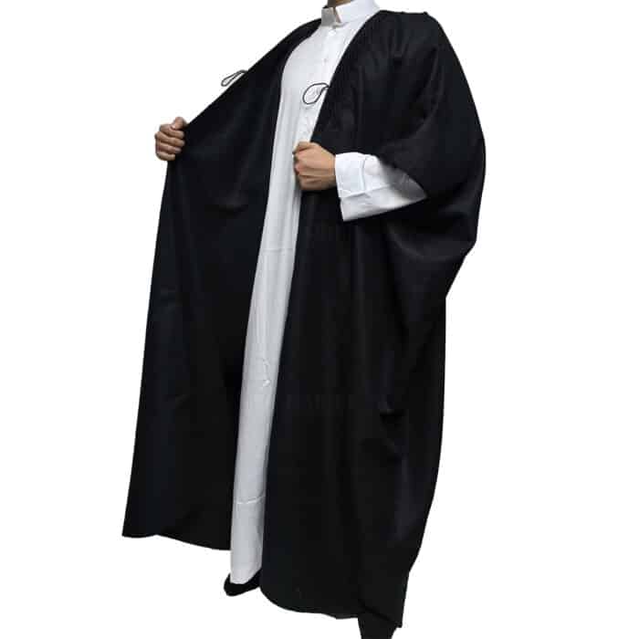 Premium Short Sleeve Arabian Bisht مشلح Cloak Black Arab Dress Mishlah Robe Eid Bsht Hlhslv 0024 (15)
