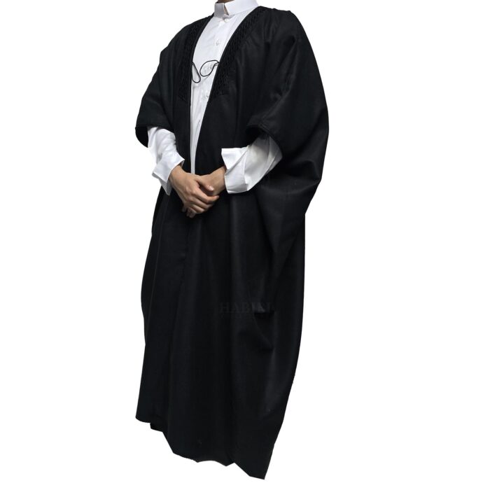 Premium Short Sleeve Arabian Bisht مشلح Cloak Black Arab Dress Mishlah Robe Eid Bsht Hlhslv 0024 (16)
