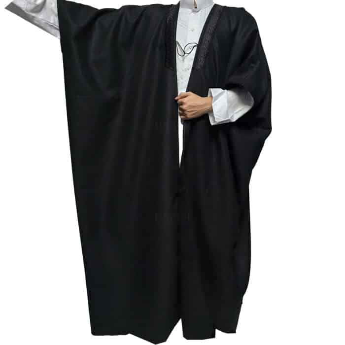 Premium Short Sleeve Arabian Bisht مشلح Cloak Black Arab Dress Mishlah Robe Eid Bsht Hlhslv 0024 (18)