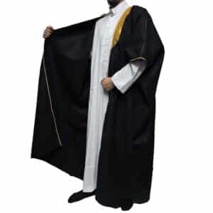 Premium Short Sleeve Arabian Bisht مشلح Cloak Black Gold Arab Dress Mishlah Robe Eid Bsht Hlhslv 0025 (15)