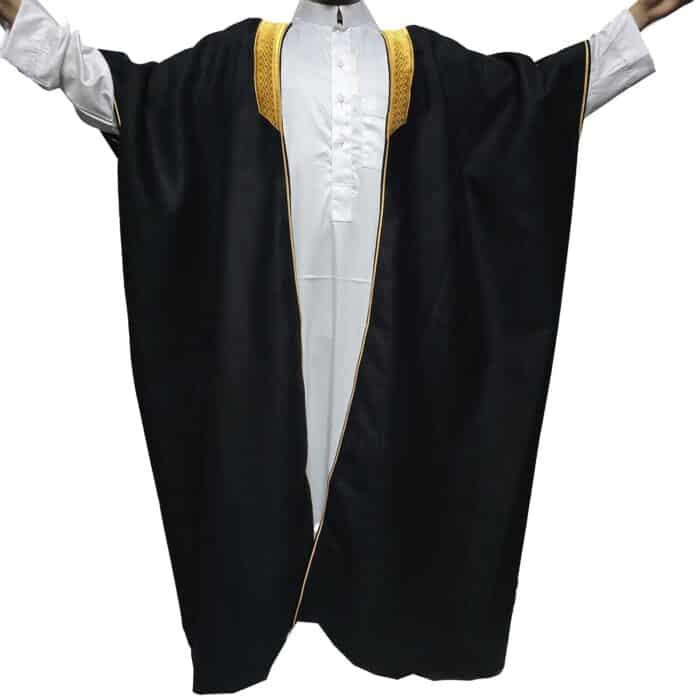 Premium Short Sleeve Arabian Bisht مشلح Cloak Black Gold Arab Dress Mishlah Robe Eid Bsht Hlhslv 0025 (17)