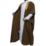 Premium Short Sleeve Arabian Bisht مشلح Cloak Brown Arab Dress Mishlah Robe Eid Bsht Hlhslv 0027 (10)