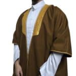 Premium Short Sleeve Arabian Bisht مشلح Cloak Brown Arab Dress Mishlah Robe Eid Bsht Hlhslv 0027 (11)