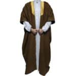 Premium Short Sleeve Arabian Bisht مشلح Cloak Brown Arab Dress Mishlah Robe Eid Bsht Hlhslv 0027 (9)