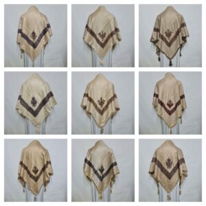 Q.n0.360 0022 Men's Beige Arab Head Scarf Wrap Kashmiri Shawl Keffiyeh Yashmagh