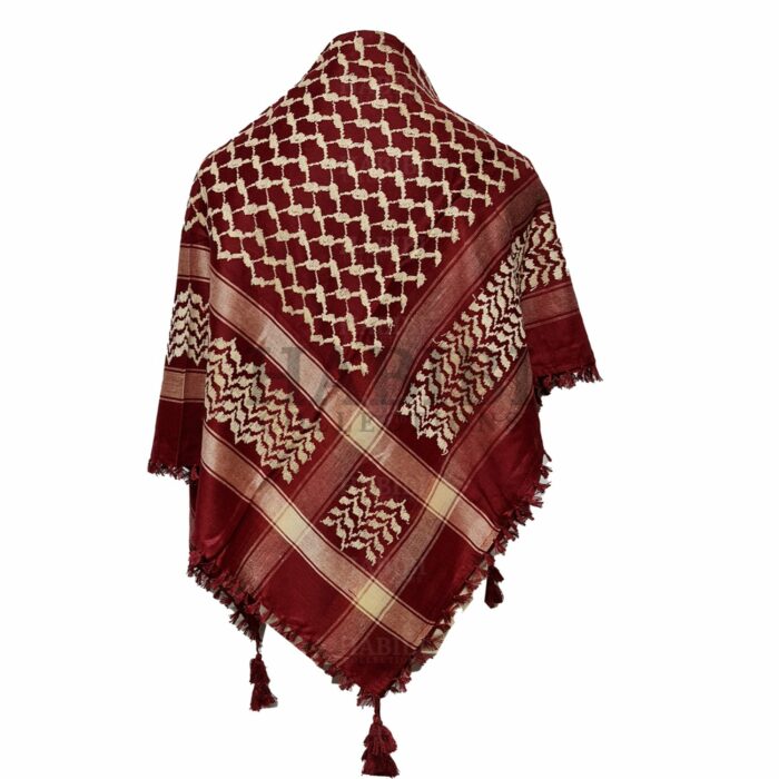 Q.no.111a 006 Shemagh Arab Head Scarf Wrap Arafat Keffiyeh Yashmagh Red Grey +fringes0617 184904