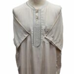 Qrnjded 005 Men’s Moroccan Short Sleeve Ligh Grey Jubba Thobe Djellaba 150054