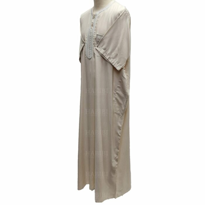 Qrnjded 005 Men’s Moroccan Short Sleeve Ligh Grey Jubba Thobe Djellaba 150103