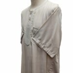 Qrnjded 005 Men’s Moroccan Short Sleeve Ligh Grey Jubba Thobe Djellaba 150109
