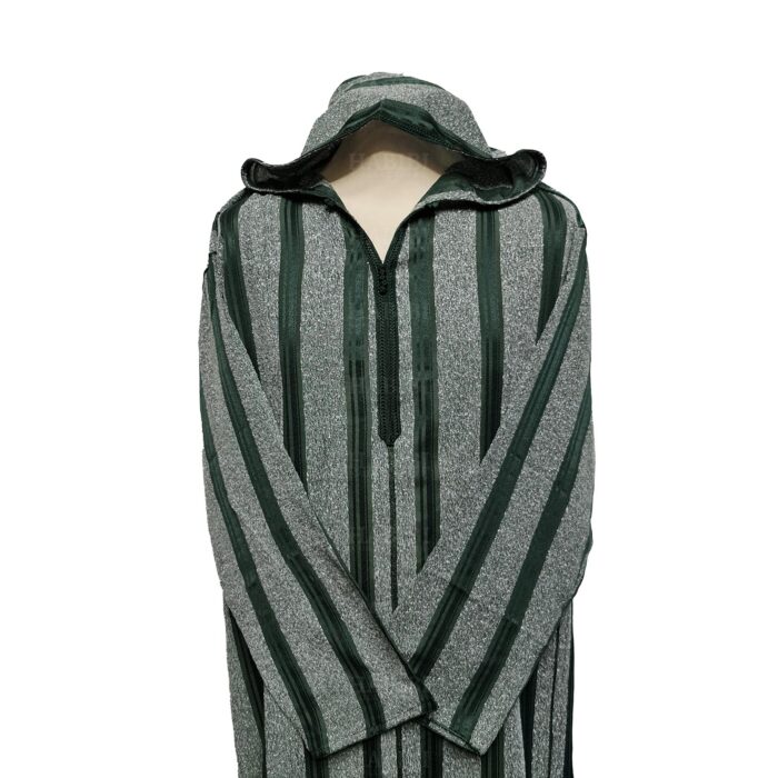 Rachctnhd 003 Dark Green Mens Moroccan Striped Cotton Thobe Jubba Djelleba 173521
