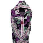 Rayon 001 Women Moroccan Purple Multicoloured Floral Hooded Djellaba Jilbab 020807 1